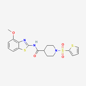 molecular formula C18H19N3O4S3 B2445100 N-(4-methoxy-1,3-benzothiazol-2-yl)-1-(thiophene-2-sulfonyl)piperidine-4-carboxamide CAS No. 899958-77-1
