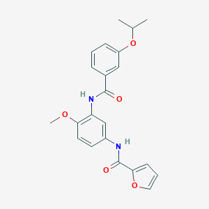 molecular formula C22H22N2O5 B244514 N-{4-METHOXY-3-[3-(PROPAN-2-YLOXY)BENZAMIDO]PHENYL}FURAN-2-CARBOXAMIDE 
