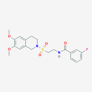 molecular formula C20H23FN2O5S B2445172 N-(2-((6,7-dimethoxy-3,4-dihydroisoquinolin-2(1H)-yl)sulfonyl)ethyl)-3-fluorobenzamide CAS No. 922066-83-9