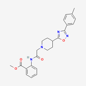 molecular formula C24H26N4O4 B2445180 Methyl 2-(2-(4-(3-(p-tolyl)-1,2,4-oxadiazol-5-yl)piperidin-1-yl)acetamido)benzoate CAS No. 1251567-87-9