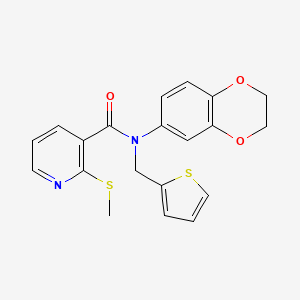 molecular formula C20H18N2O3S2 B2445182 N-(2,3-dihydro-1,4-benzodioxin-6-yl)-2-(methylsulfanyl)-N-[(thiophen-2-yl)methyl]pyridine-3-carboxamide CAS No. 1090720-67-4