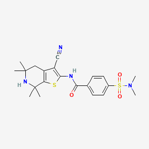 molecular formula C21H26N4O3S2 B2445183 N-{3-cyano-5,5,7,7-tetramethyl-4H,5H,6H,7H-thieno[2,3-c]pyridin-2-yl}-4-(dimethylsulfamoyl)benzamide CAS No. 681438-80-2