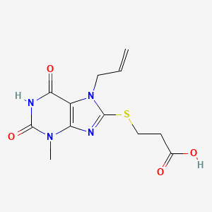 3-((7-allyl-3-methyl-2,6-dioxo-2,3,6,7-tetrahydro-1H-purin-8-yl)thio)propanoic acid