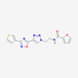 molecular formula C15H12N6O3S B2445218 N-(2-(4-(3-(thiophen-3-yl)-1,2,4-oxadiazol-5-yl)-1H-1,2,3-triazol-1-yl)ethyl)furan-2-carboxamide CAS No. 2034446-02-9
