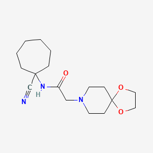 molecular formula C17H27N3O3 B2445226 N-(1-cyanocycloheptyl)-2-{1,4-dioxa-8-azaspiro[4.5]decan-8-yl}acetamide CAS No. 1258646-64-8