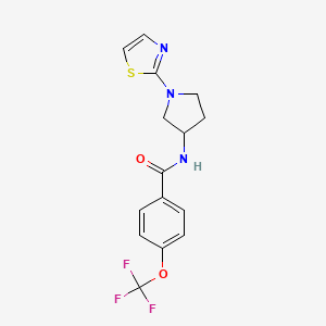 molecular formula C15H14F3N3O2S B2445233 N-[1-(1,3-thiazol-2-yl)pyrrolidin-3-yl]-4-(trifluoromethoxy)benzamide CAS No. 1797981-60-2