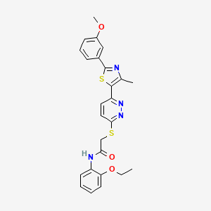 molecular formula C25H24N4O3S2 B2445277 N-(2-ethoxyphenyl)-2-({6-[2-(3-methoxyphenyl)-4-methyl-1,3-thiazol-5-yl]pyridazin-3-yl}sulfanyl)acetamide CAS No. 923202-64-6