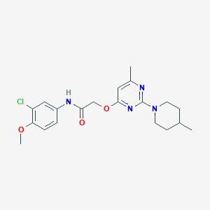 molecular formula C20H25ClN4O3 B2445302 N-(3-chloro-4-methoxyphenyl)-2-{[6-methyl-2-(4-methylpiperidin-1-yl)pyrimidin-4-yl]oxy}acetamide CAS No. 1226450-65-2