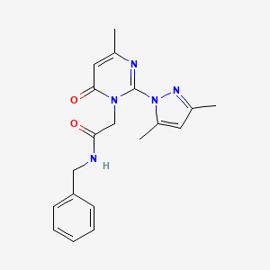 molecular formula C19H21N5O2 B2445327 N-benzyl-2-[2-(3,5-dimethyl-1H-pyrazol-1-yl)-4-methyl-6-oxo-1,6-dihydropyrimidin-1-yl]acetamide CAS No. 1001798-32-8