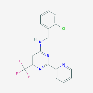 molecular formula C17H12ClF3N4 B2445332 N-(2-chlorobenzyl)-2-(2-pyridinyl)-6-(trifluoromethyl)-4-pyrimidinamine CAS No. 338754-48-6