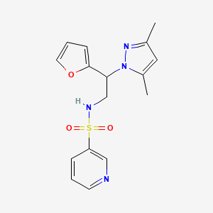 molecular formula C16H18N4O3S B2445342 N-(2-(3,5-dimethyl-1H-pyrazol-1-yl)-2-(furan-2-yl)ethyl)pyridine-3-sulfonamide CAS No. 2194909-22-1