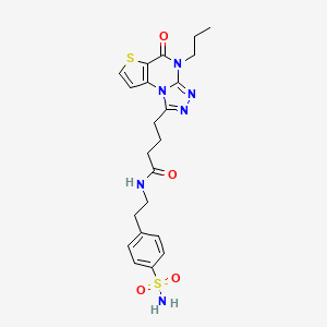 molecular formula C22H26N6O4S2 B2445348 4-(5-oxo-4-propyl-4,5-dihydrothieno[2,3-e][1,2,4]triazolo[4,3-a]pyrimidin-1-yl)-N-(4-sulfamoylphenethyl)butanamide CAS No. 892289-63-3