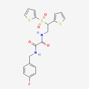 molecular formula C19H17FN2O4S3 B2445351 N'-[(4-fluorophenyl)methyl]-N-[2-(thiophen-2-yl)-2-(thiophene-2-sulfonyl)ethyl]ethanediamide CAS No. 896334-69-3