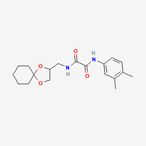 molecular formula C19H26N2O4 B2445356 N1-(1,4-dioxaspiro[4.5]decan-2-ylmethyl)-N2-(3,4-dimethylphenyl)oxalamide CAS No. 899958-16-8