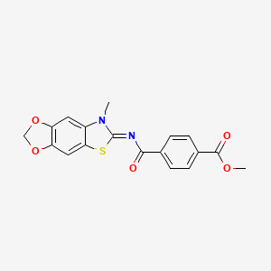 molecular formula C18H14N2O5S B2445402 methyl 4-{[(11E)-12-methyl-4,6-dioxa-10-thia-12-azatricyclo[7.3.0.0^{3,7}]dodeca-1(9),2,7-trien-11-ylidene]carbamoyl}benzoate CAS No. 1321982-73-3
