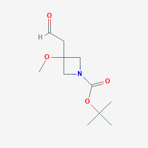 molecular formula C11H19NO4 B2445435 Tert-butyl 3-methoxy-3-(2-oxoethyl)azetidine-1-carboxylate CAS No. 1781142-67-3