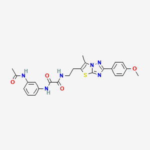 molecular formula C24H24N6O4S B2445454 N'-(3-acetamidophenyl)-N-{2-[2-(4-methoxyphenyl)-6-methyl-[1,2,4]triazolo[3,2-b][1,3]thiazol-5-yl]ethyl}ethanediamide CAS No. 896322-55-7