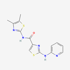 molecular formula C14H13N5OS2 B2445468 N-(4,5-dimethylthiazol-2-yl)-2-(pyridin-2-ylamino)thiazole-4-carboxamide CAS No. 1286712-44-4
