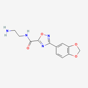 molecular formula C12H12N4O4 B2445491 N-(2-aminoethyl)-3-(1,3-benzodioxol-5-yl)-1,2,4-oxadiazole-5-carboxamide CAS No. 938007-34-2