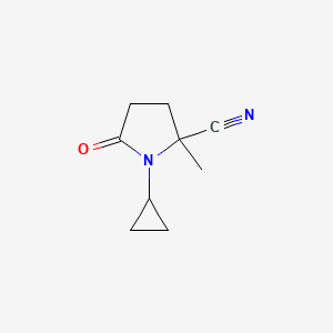 molecular formula C9H12N2O B2445530 1-Cyclopropyl-2-methyl-5-oxopyrrolidine-2-carbonitrile CAS No. 1922887-47-5
