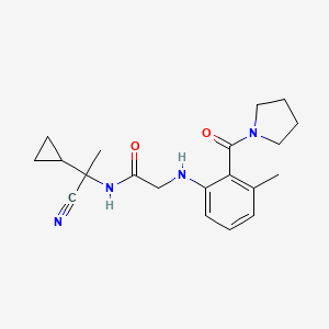 molecular formula C20H26N4O2 B2445532 N-(1-cyano-1-cyclopropylethyl)-2-{[3-methyl-2-(pyrrolidine-1-carbonyl)phenyl]amino}acetamide CAS No. 1252127-14-2