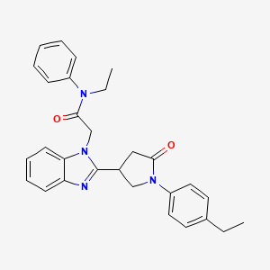 molecular formula C29H30N4O2 B2445579 N-ethyl-2-{2-[1-(4-ethylphenyl)-5-oxopyrrolidin-3-yl]-1H-1,3-benzodiazol-1-yl}-N-phenylacetamide CAS No. 920115-37-3