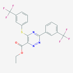 Ethyl 3-[3-(trifluoromethyl)phenyl]-5-{[3-(trifluoromethyl)phenyl]sulfanyl}-1,2,4-triazine-6-carboxylate
