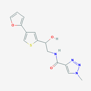 molecular formula C14H14N4O3S B2445594 N-{2-[4-(furan-2-yl)thiophen-2-yl]-2-hydroxyethyl}-1-methyl-1H-1,2,3-triazole-4-carboxamide CAS No. 2380063-67-0