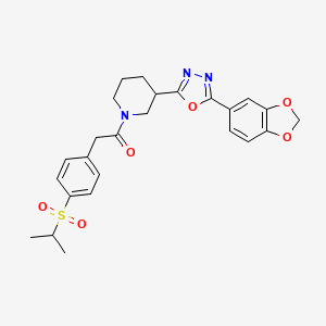 1-(3-(5-(Benzo[d][1,3]dioxol-5-yl)-1,3,4-oxadiazol-2-yl)piperidin-1-yl)-2-(4-(isopropylsulfonyl)phenyl)ethanone