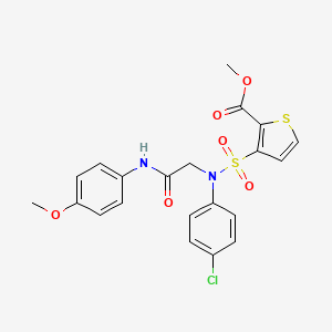 molecular formula C21H19ClN2O6S2 B2445610 methyl 3-[(4-chlorophenyl)({[(4-methoxyphenyl)carbamoyl]methyl})sulfamoyl]thiophene-2-carboxylate CAS No. 941979-29-9