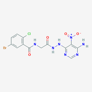 N-{[N'-(6-amino-5-nitropyrimidin-4-yl)hydrazinecarbonyl]methyl}-5-bromo-2-chlorobenzamide