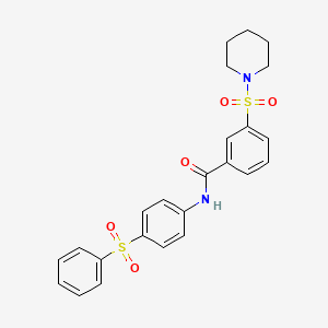 N-(4-(phenylsulfonyl)phenyl)-3-(piperidin-1-ylsulfonyl)benzamide