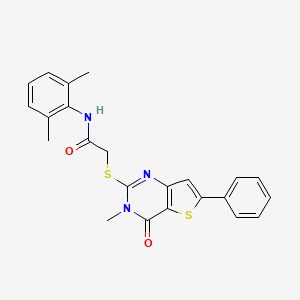 molecular formula C23H21N3O2S2 B2445660 N-(2,6-dimethylphenyl)-2-({3-methyl-4-oxo-6-phenyl-3H,4H-thieno[3,2-d]pyrimidin-2-yl}sulfanyl)acetamide CAS No. 1105251-64-6
