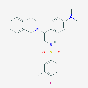 molecular formula C26H30FN3O2S B2445685 N-{2-[4-(dimethylamino)phenyl]-2-(1,2,3,4-tetrahydroisoquinolin-2-yl)ethyl}-4-fluoro-3-methylbenzene-1-sulfonamide CAS No. 946367-07-3