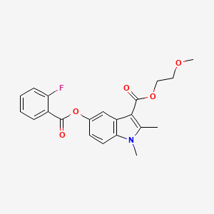 2-methoxyethyl 5-((2-fluorobenzoyl)oxy)-1,2-dimethyl-1H-indole-3-carboxylate