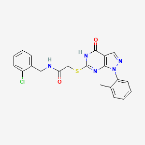 molecular formula C21H18ClN5O2S B2445707 N-(2-chlorobenzyl)-2-((4-hydroxy-1-(o-tolyl)-1H-pyrazolo[3,4-d]pyrimidin-6-yl)thio)acetamide CAS No. 922567-82-6