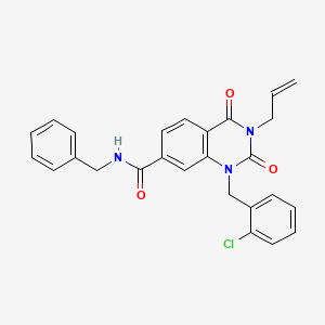 molecular formula C26H22ClN3O3 B2445709 N-benzyl-1-[(2-chlorophenyl)methyl]-2,4-dioxo-3-(prop-2-en-1-yl)-1,2,3,4-tetrahydroquinazoline-7-carboxamide CAS No. 866349-21-5