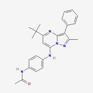 molecular formula C25H27N5O B2445714 N-[4-({5-Tert-butyl-2-methyl-3-phenylpyrazolo[1,5-A]pyrimidin-7-YL}amino)phenyl]acetamide CAS No. 900283-33-2