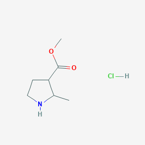 molecular formula C7H14ClNO2 B2445728 Methyl 2-methylpyrrolidine-3-carboxylate hydrochloride CAS No. 1803567-37-4