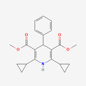 molecular formula C21H23NO4 B2445742 Dimethyl 2,6-dicyclopropyl-4-phenyl-1,4-dihydropyridine-3,5-dicarboxylate CAS No. 1239370-31-0