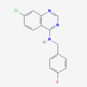 molecular formula C15H11ClFN3 B2445753 7-chloro-N-[(4-fluorophenyl)methyl]quinazolin-4-amine CAS No. 477861-93-1