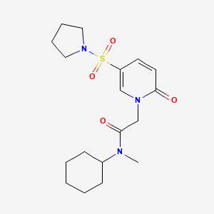 molecular formula C18H27N3O4S B2445781 N-cyclohexyl-N-methyl-2-[2-oxo-5-(pyrrolidine-1-sulfonyl)-1,2-dihydropyridin-1-yl]acetamide CAS No. 1251690-26-2