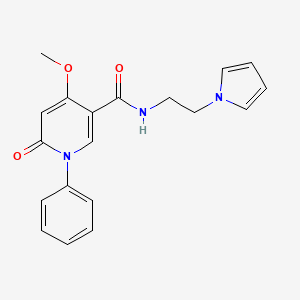molecular formula C19H19N3O3 B2445796 N-(2-(1H-pyrrol-1-yl)ethyl)-4-methoxy-6-oxo-1-phenyl-1,6-dihydropyridine-3-carboxamide CAS No. 2034278-23-2