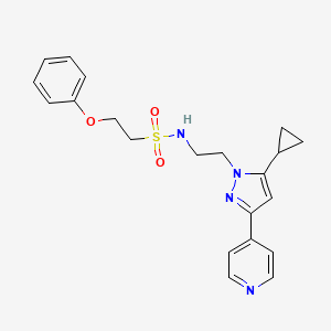 molecular formula C21H24N4O3S B2445819 N-(2-(5-cyclopropyl-3-(pyridin-4-yl)-1H-pyrazol-1-yl)ethyl)-2-phenoxyethanesulfonamide CAS No. 1797294-41-7
