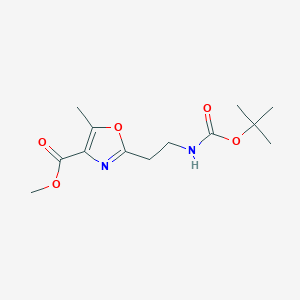 molecular formula C13H20N2O5 B2445820 Methyl 2-{2-[(tert-butoxycarbonyl)amino]ethyl}-5-methyl-1,3-oxazole-4-carboxylate CAS No. 1418126-08-5