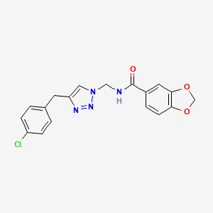N-({4-[(4-chlorophenyl)methyl]-1H-1,2,3-triazol-1-yl}methyl)-2H-1,3-benzodioxole-5-carboxamide