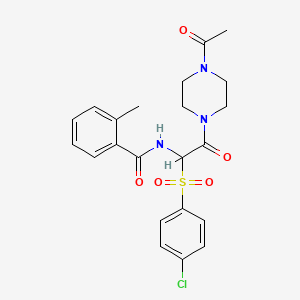 molecular formula C22H24ClN3O5S B2445836 N-[2-(4-ACETYLPIPERAZIN-1-YL)-1-(4-CHLOROBENZENESULFONYL)-2-OXOETHYL]-2-METHYLBENZAMIDE CAS No. 1025033-26-4