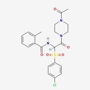 N-{2-(4-acetylpiperazinyl)-1-[(4-chlorophenyl)sulfonyl]-2-oxoethyl}(2-methylph enyl)carboxamide
