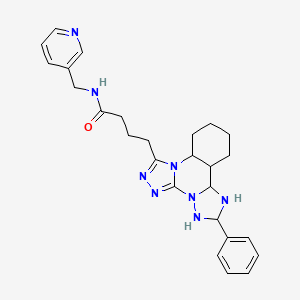 4-{9-phenyl-2,4,5,7,8,10-hexaazatetracyclo[10.4.0.0^{2,6}.0^{7,11}]hexadeca-1(16),3,5,8,10,12,14-heptaen-3-yl}-N-[(pyridin-3-yl)methyl]butanamide