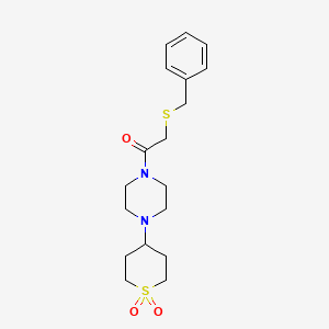 2-(benzylthio)-1-(4-(1,1-dioxidotetrahydro-2H-thiopyran-4-yl)piperazin-1-yl)ethanone